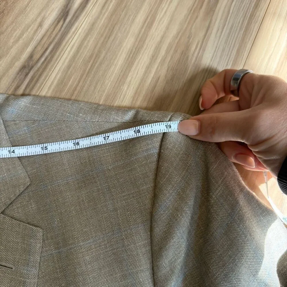 Brooks Brothers Mens Beige Fitzgerald Wool Silk Blend Sport Coat Blazer Size 44L